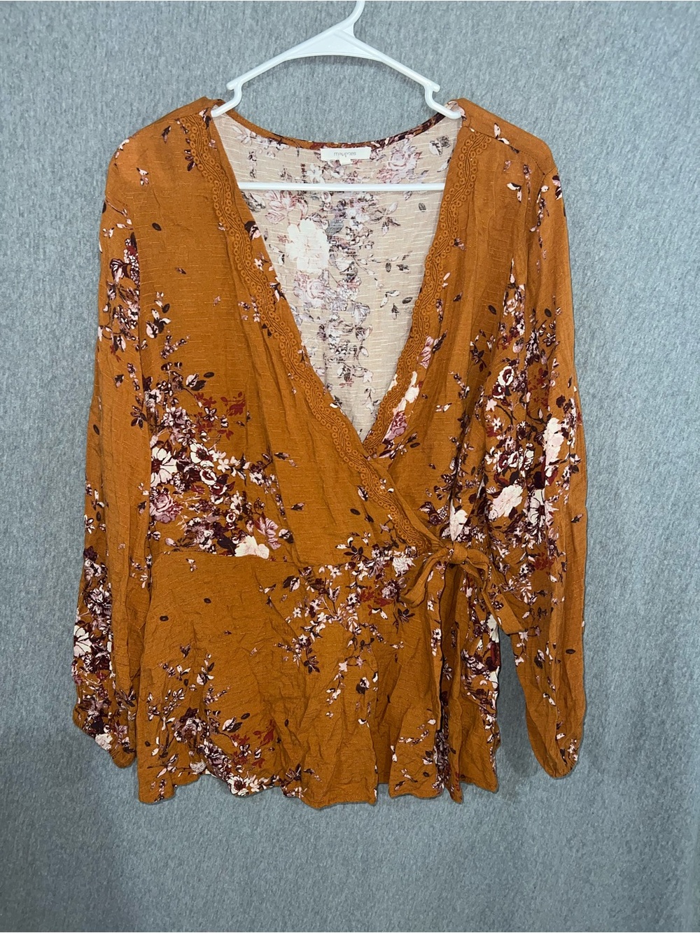 Maurices Rust Floral Wrap Tunic